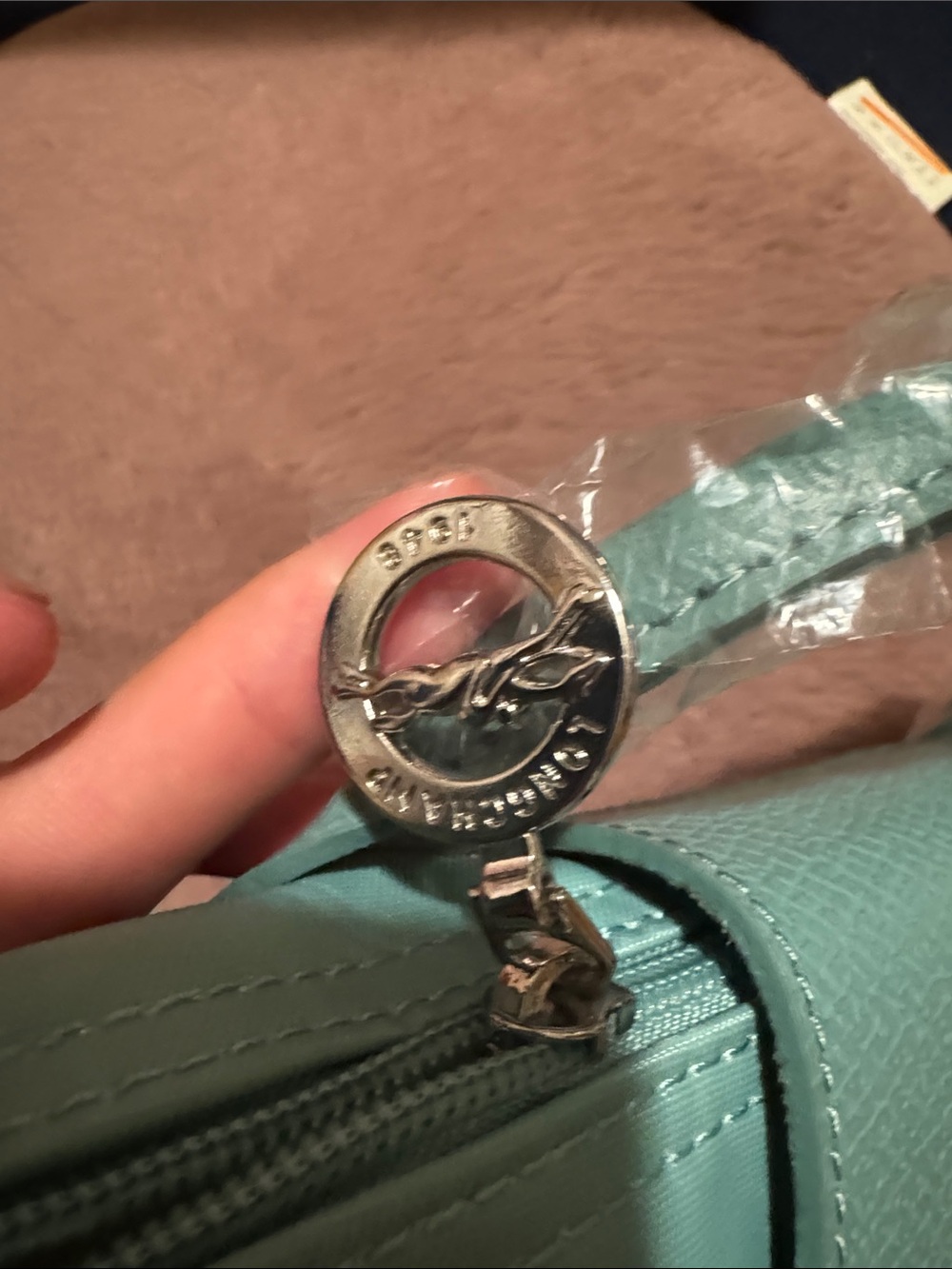 Longchamp Small Top-Handle Cosmetic Pouch in Mint Green - Picture 5 of 5